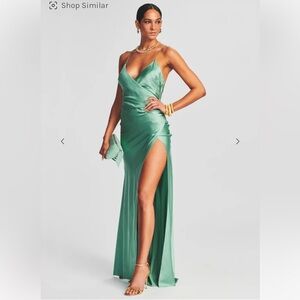SER.O.YA Jade Satin Gown Beautiful on